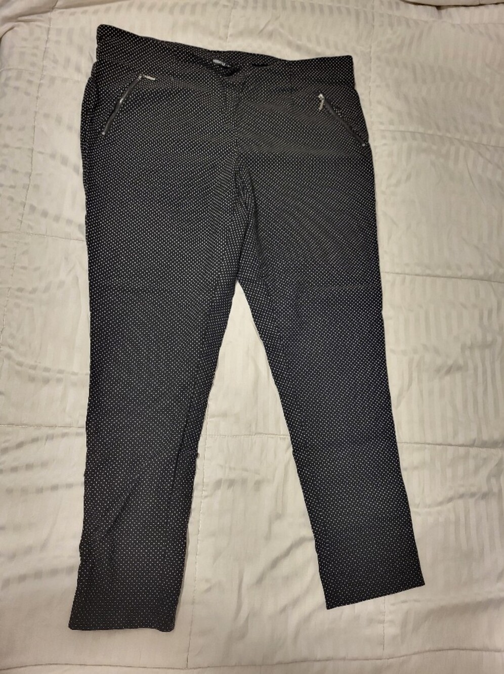 Michel Studio Navy with White Polka Dot Stretch Trousers